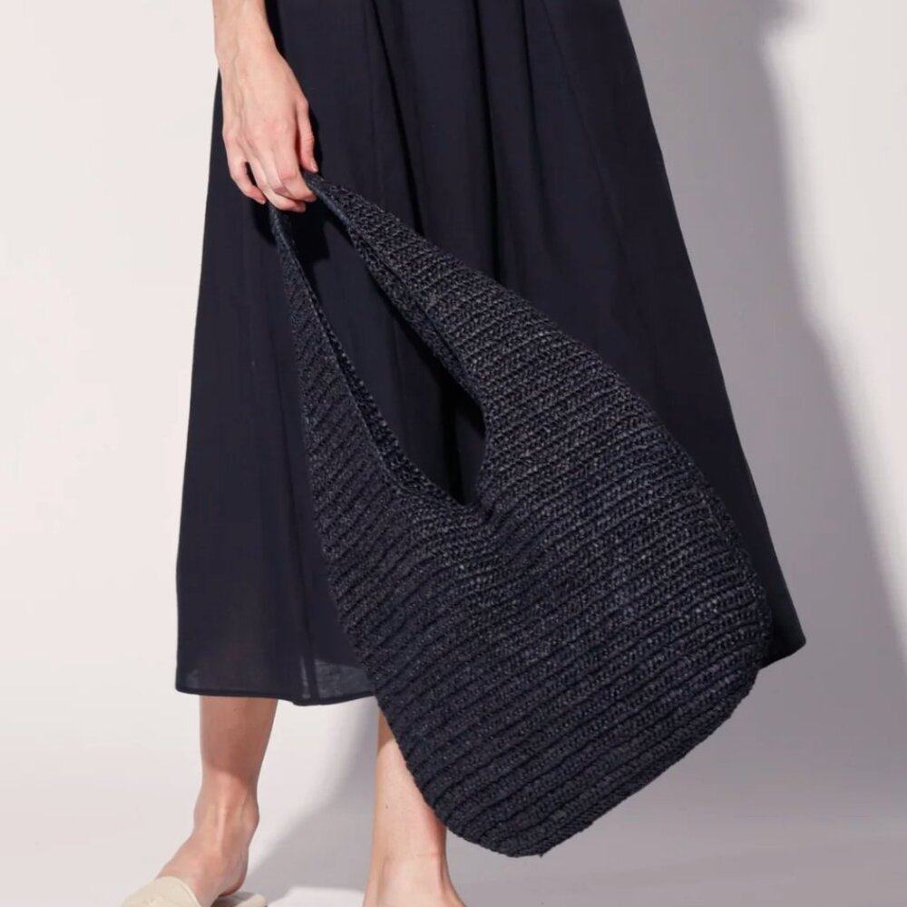 NWT Walter Baker Issey Raffia Hobo Bag Black